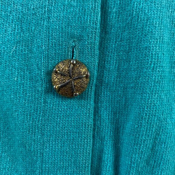 Vintage Ballantyne of Peebles Cashmere Cardigan Sweater Womens 36 Teal Turquoise - Picture 5 of 14